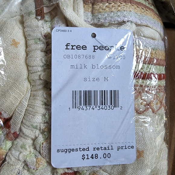 Free People Boho Talia Off Shoulder Blouse Medium NWT - Picture 7 of 7